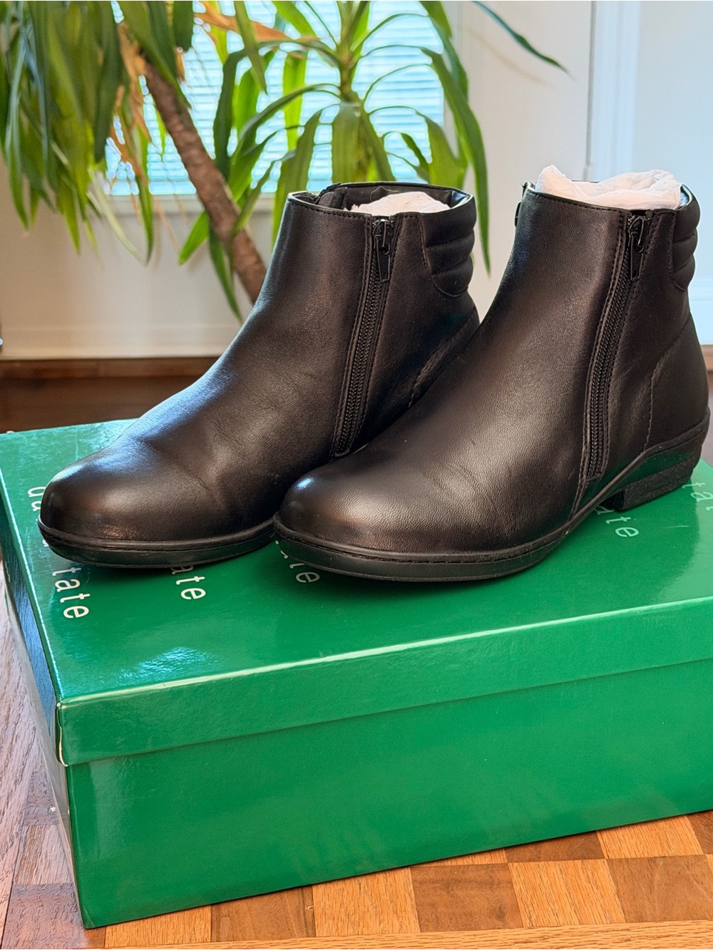 Women’s Black Leather Side-Zip Ankle Boots